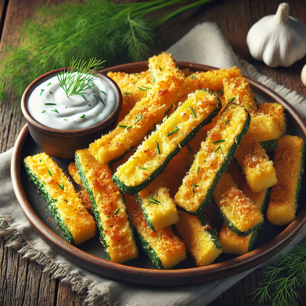 Sprøde squashfritter med yoghurt-dild dip