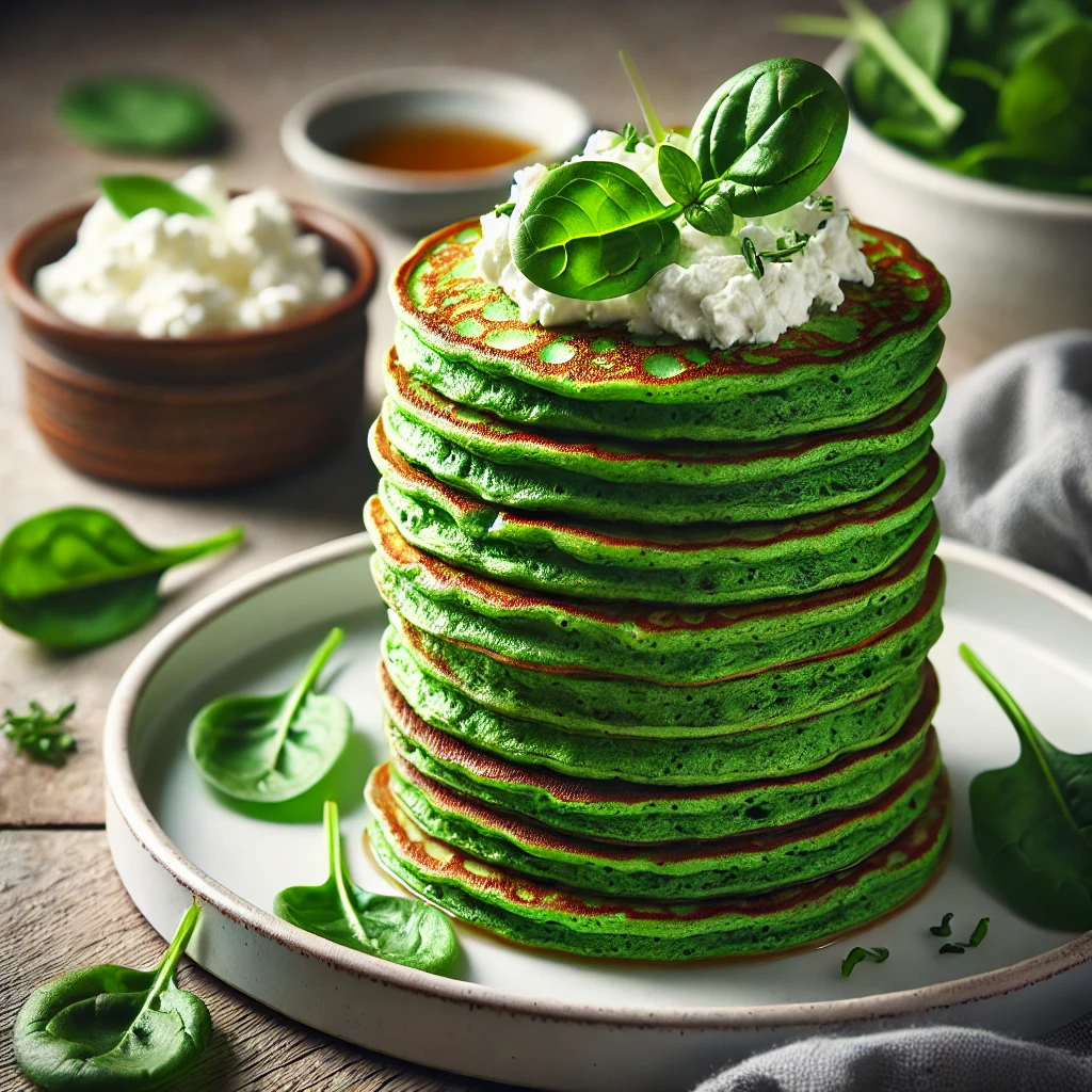 Grønne minipandekager med spinat og ricotta