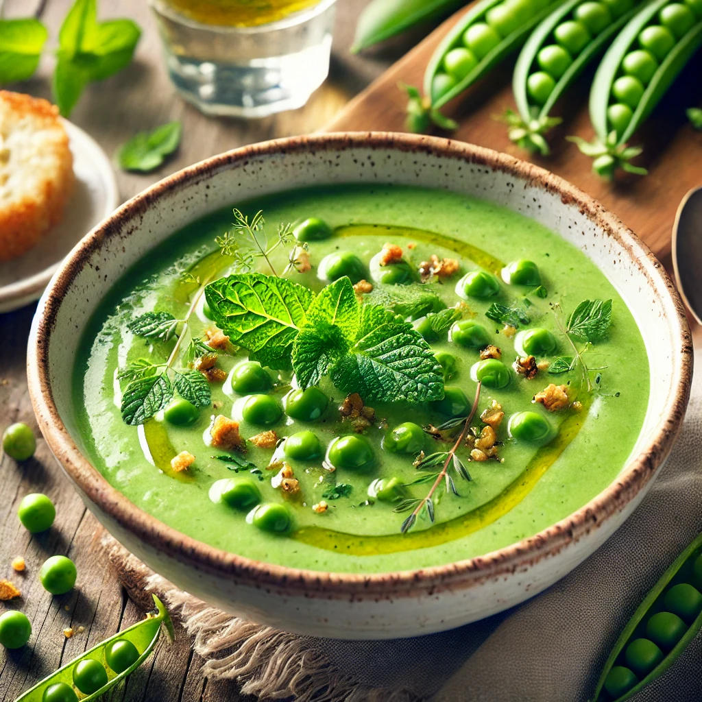Kold Ærte-Avocadosuppe med Friske Krydderurter