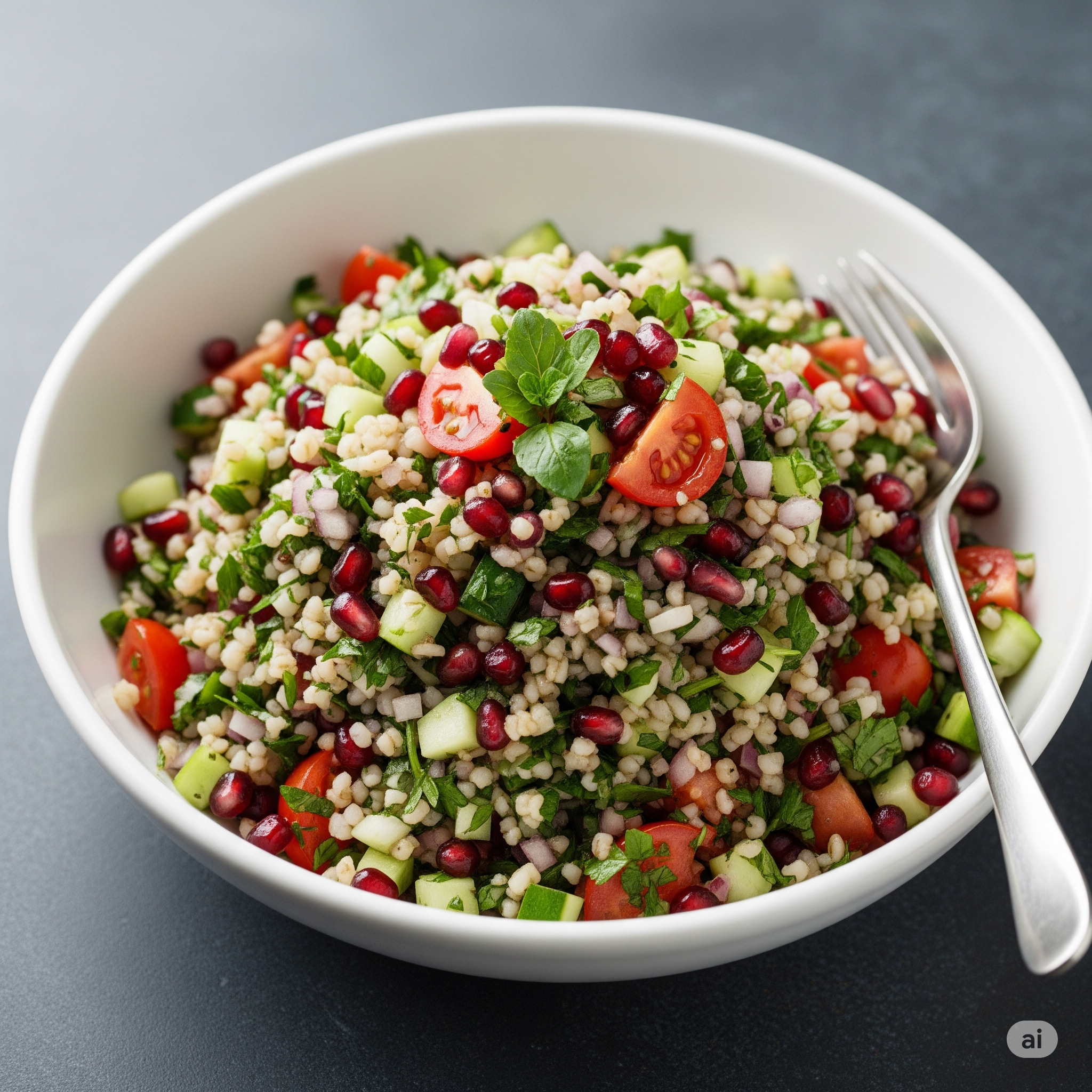 Tabbouleh med masser af persille, mynte og granatæble