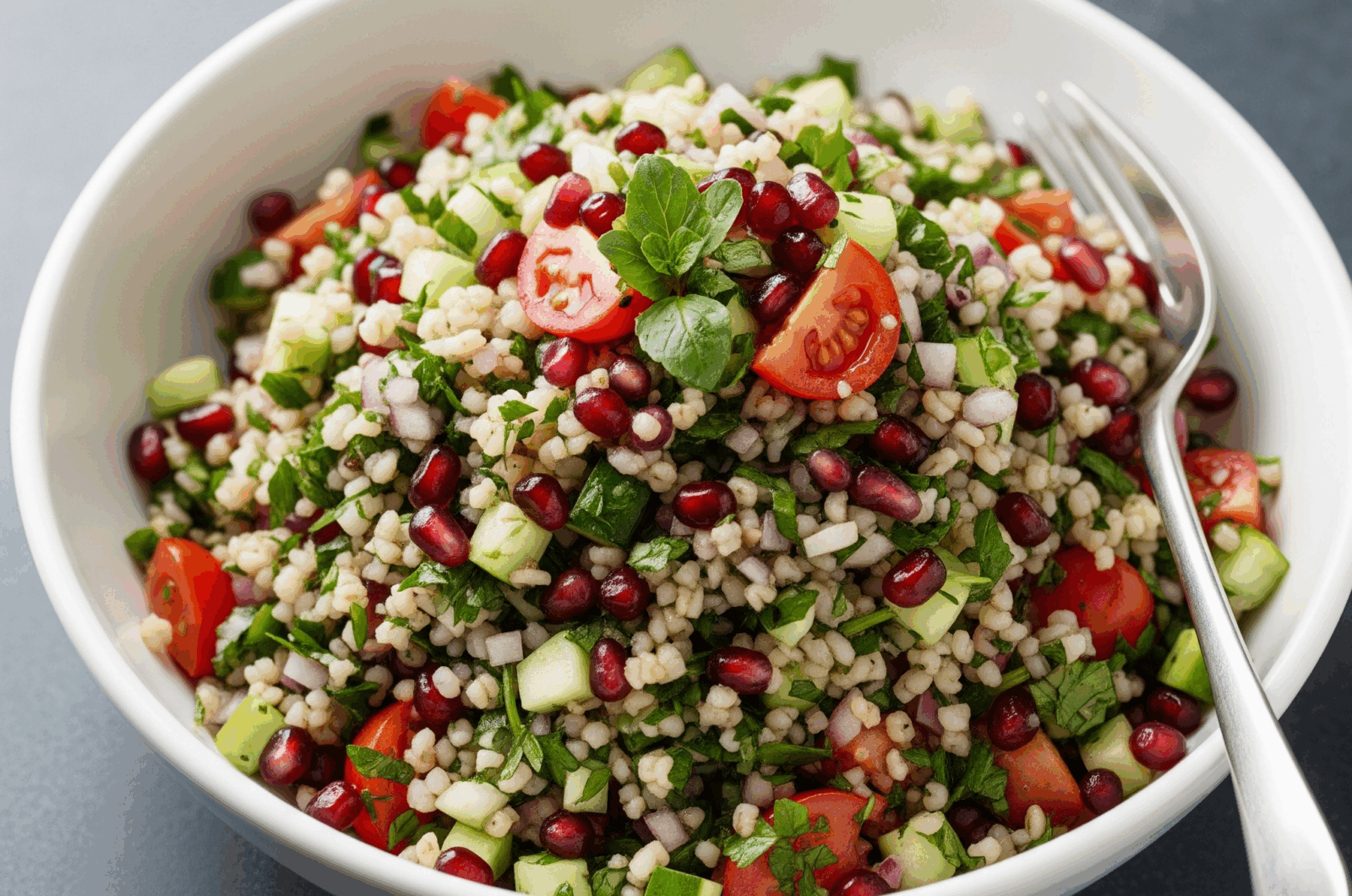 Tabbouleh med masser af persille, mynte og granatæble