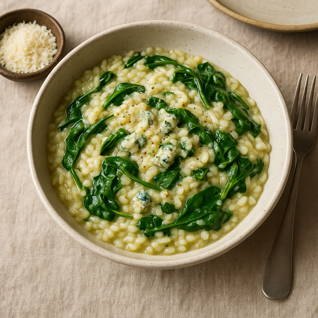 Risotto med spinat og gorgonzola