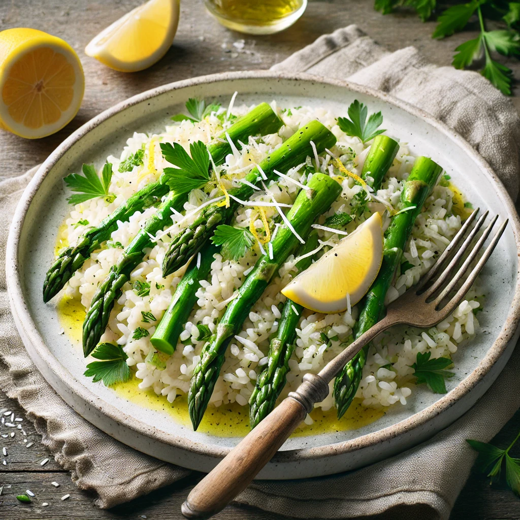 Risotto-salat med asparges og citron