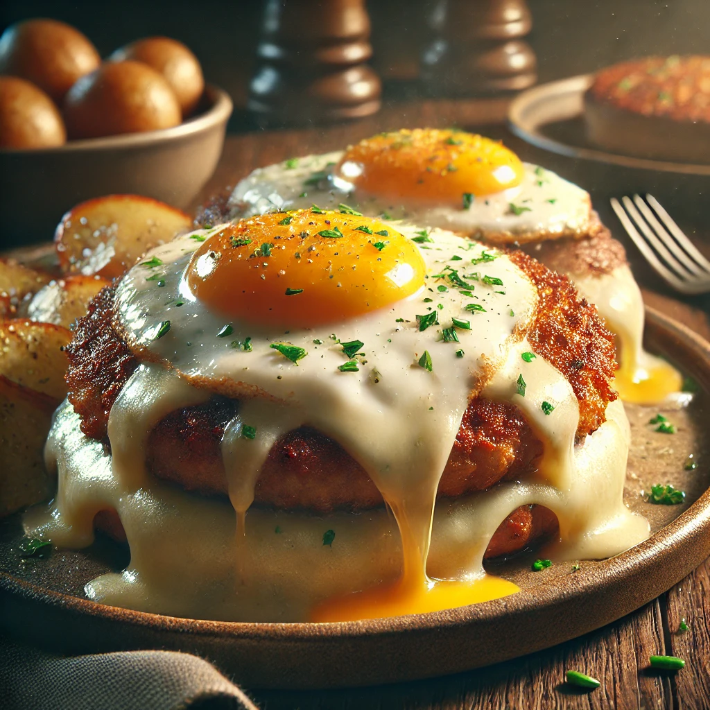 Kyllingebøffer med æg og smeltet ost