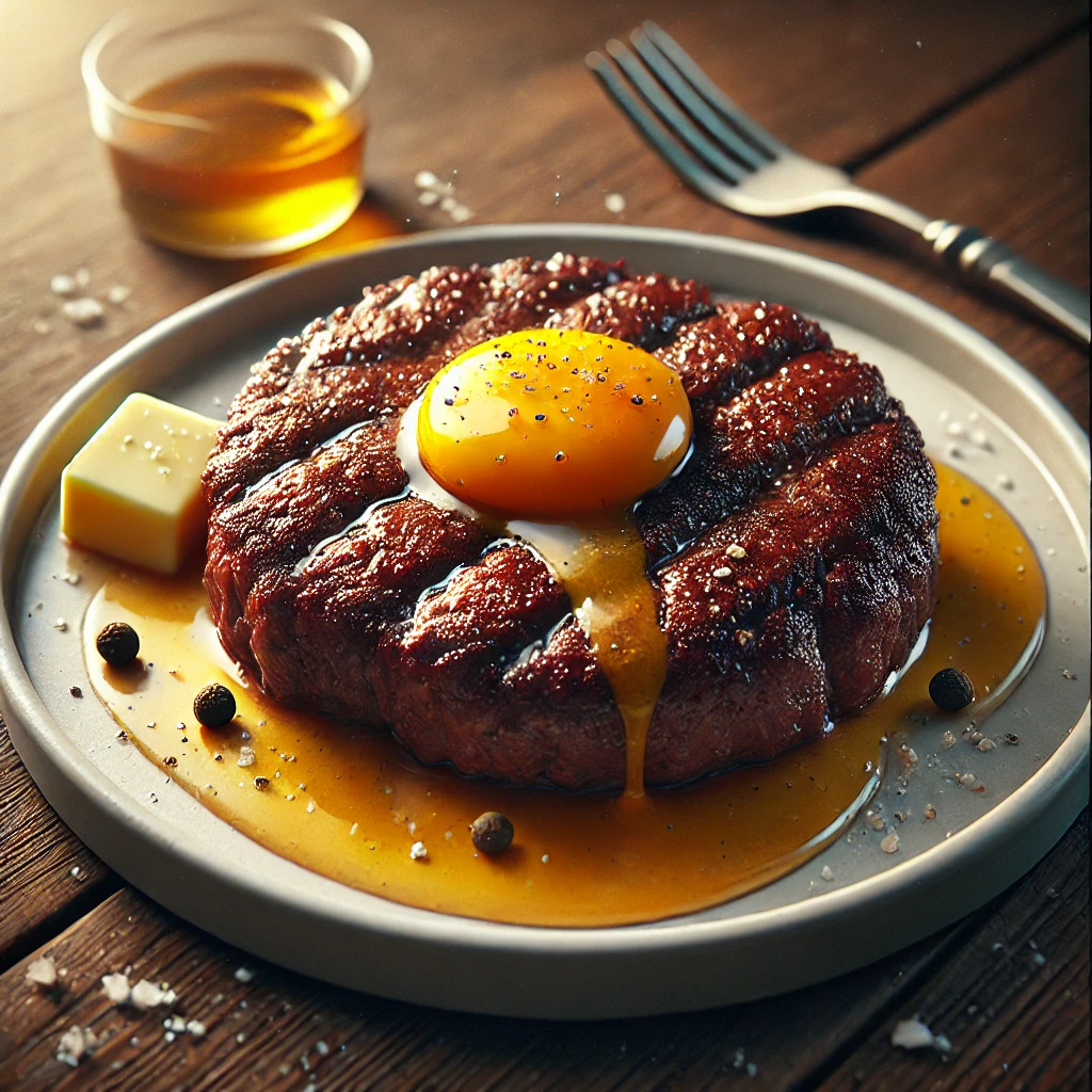 Saftige oksebøffer med smør og æggeblomme