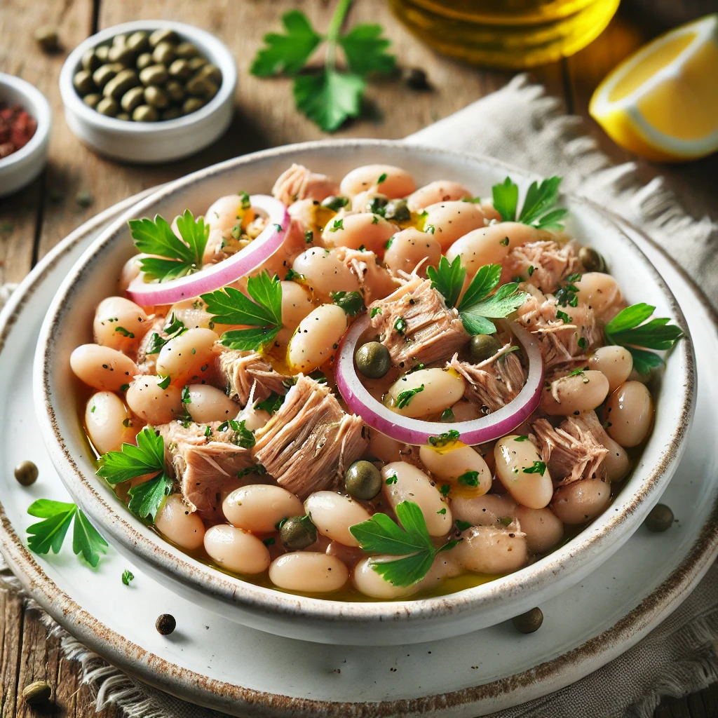 Tunsalat med bønner og citronolie