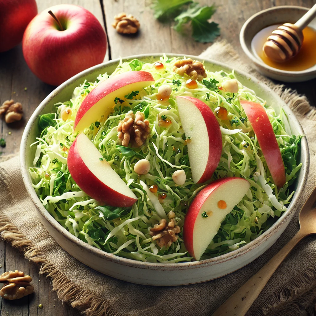 Kål- og æblesalat med honningdressing