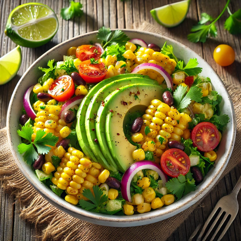 Mexicansk salat med majs, avocado og lime