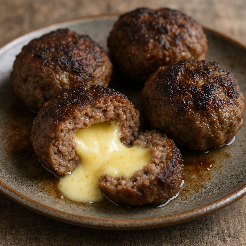 Oksekødsfrikadeller med ostefyld
