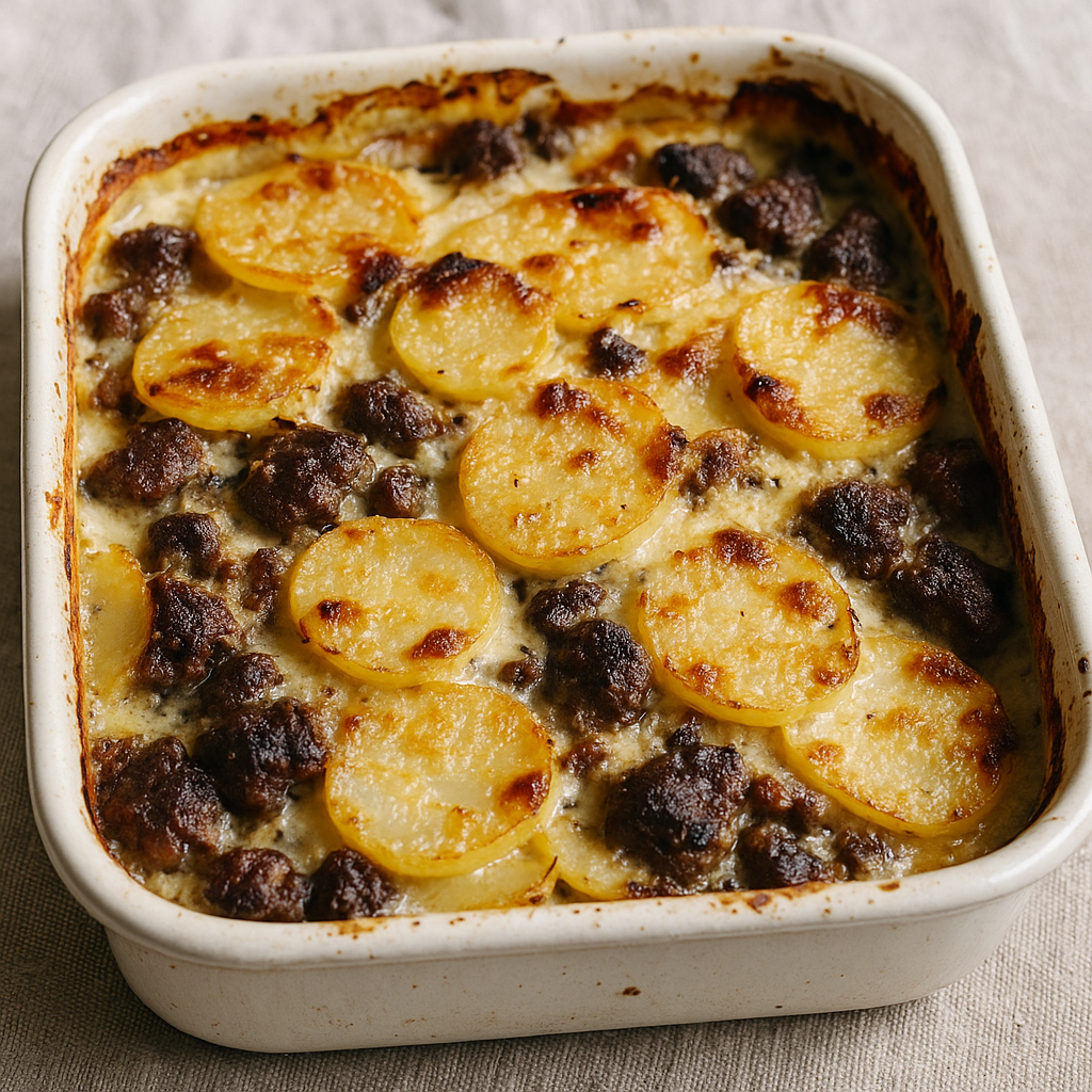 Oksefars gratin med fløde og parmesan