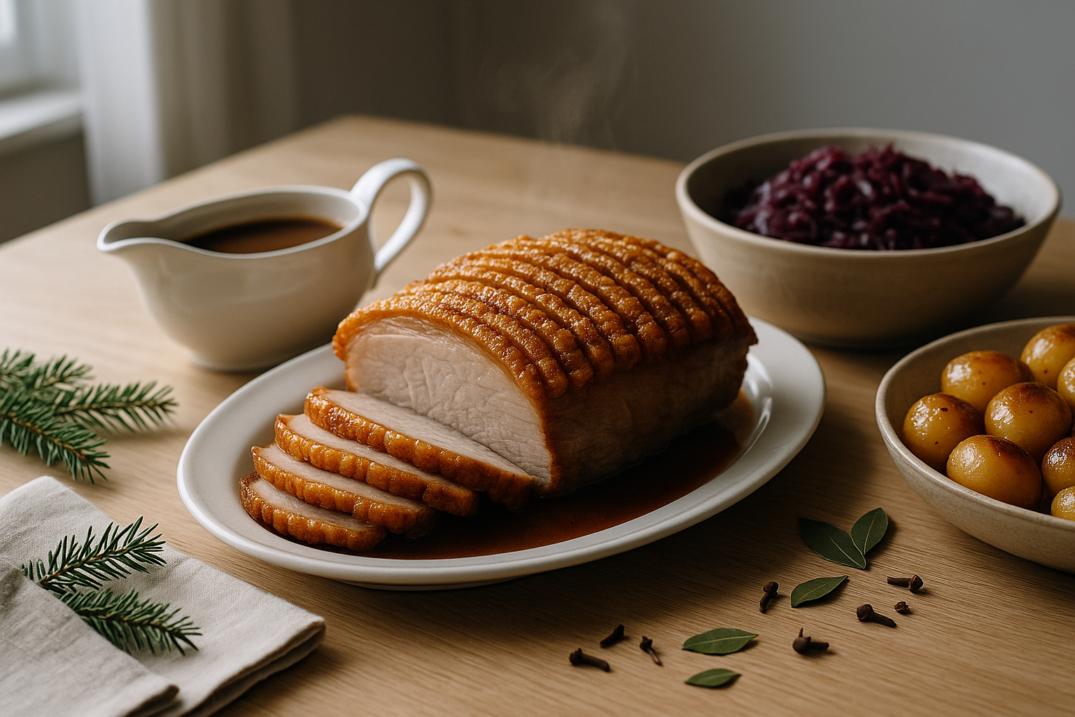 Flæskesteg med sprød svær