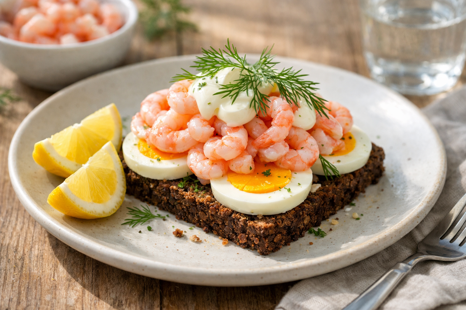 Æg og rejer med mayonnaise og dild