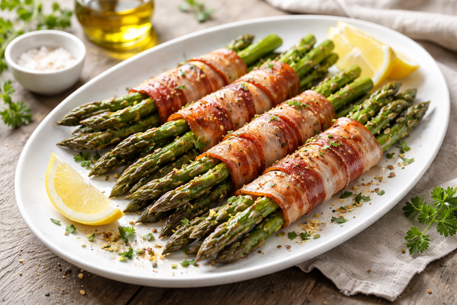 Grønne asparges med sprød bacon