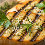 Grillet Hvidløgsbrød med Friske Urter og Revet Parmesan