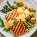 Grillet Laks med Nye Kartofler, Grønne Asparges og Hjemmelavet Hollandaise