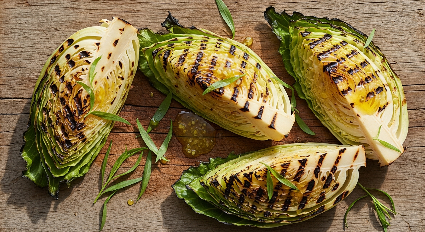 Grillet Spidskål med Citron- og Estragonvinaigrette