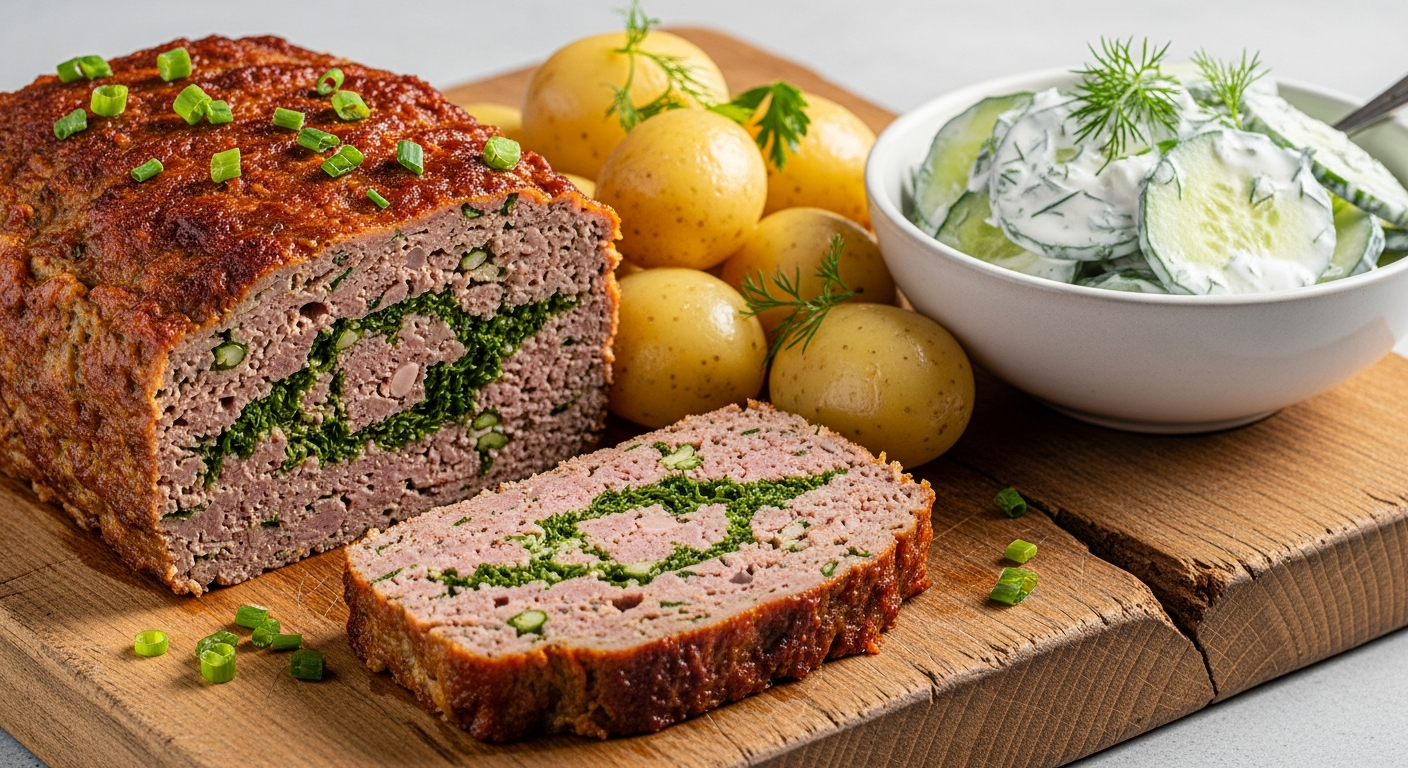 Sommer Farsbrød med Urtefyld og Cremet Agurkesalat