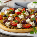 Græsk farsbrød med feta og oliven